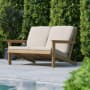 Roseto Keyla 54" Wide Polystyrene Outdoor Loveseat Natural Cedar / Cream