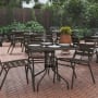 Roseto Sharona 32" Square Tempered Glass Top Steel Dining Table Bronze