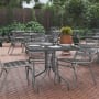 Roseto Sharona 32" Square Tempered Glass Top Steel Dining Table Silver