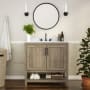 Roseto Pinnacle 36" Free Standing Single Basin Vanity Set with Cabinet and Stone Vanity Top Brown / White Top
