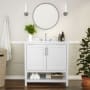 Roseto Pinnacle 36" Free Standing Single Basin Vanity Set with Cabinet and Stone Vanity Top White / White Top