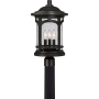 Roseto Clinton 3 Light 19" High Outdoor Single Head Post Light with a Glass Shade Mystic Black