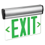 RP Lighting and Fans Burton 12" Green LED Single Face Self-Diagnostic Edge-Lit Exit Sign Brushed Aluminum / Green