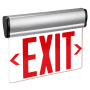 RP Lighting and Fans Burton 12" Green LED Single Face Self-Diagnostic Edge-Lit Exit Sign Brushed Aluminum / Red