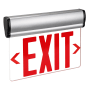 RP Lighting and Fans 12" Green LED Single Face Edge-Lit Exit Sign Brushed Aluminum / Red