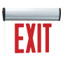 RP Lighting and Fans 12" Green LED Single Face Edge-Lit Exit Sign White / Red