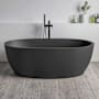 Ruvati Canali 59" Free Standing EpiStone Solid Surface Soaking Tub with Right Drain, Drain Assembly, and Overflow Matte Black