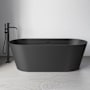 Ruvati Omnia 67" Free Standing EpiStone Solid Surface Soaking Tub with Center Drain, Drain Assembly, and Overflow Black