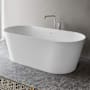 Ruvati Omnia 67" Free Standing EpiStone Solid Surface Soaking Tub with Center Drain, Drain Assembly, and Overflow White
