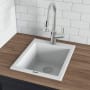 Ruvati epiGranite 18-1/2" Drop In Single Basin Granite Composite Bar Sink with Basket Strainer Arctic White