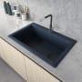 Ruvati epiGranite 33" Drop In Single Basin Granite Composite Kitchen Sink with Sound Dampening Catalina Blue
