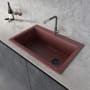 Ruvati epiGranite 33" Drop In Single Basin Granite Composite Kitchen Sink with Sound Dampening Carnelian Red