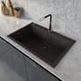 Ruvati epiGranite 33" Drop In Single Basin Granite Composite Kitchen Sink with Basket Strainer Espresso Brown