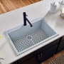 Ruvati epiGranite 33" Drop In Single Basin Granite Composite Kitchen Sink with Basket Strainer Silver Gray