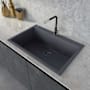 Ruvati epiGranite 33" Drop In Single Basin Granite Composite Kitchen Sink with Basket Strainer Gray
