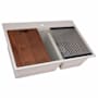 Ruvati epiRock 33" Drop In Double Basin Granite Composite Kitchen Sink with Basket Strainer and Cutting Board Warm White