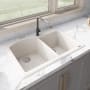 Ruvati epiGranite 33" Undermount Double Basin Granite Composite Kitchen Sink with Sound Dampening Caribbean Sand