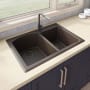 Ruvati epiGranite 33" Undermount Double Basin Granite Composite Kitchen Sink with Sound Dampening Espresso / Coffee Brown