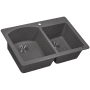 Ruvati epiGranite 33" Undermount Double Basin Granite Composite Kitchen Sink with Sound Dampening Urban Gray