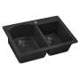Ruvati epiGranite 33" Undermount Double Basin Granite Composite Kitchen Sink with Sound Dampening Black Galaxy