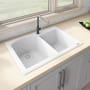 Ruvati epiGranite 33" Undermount Double Basin Granite Composite Kitchen Sink with Sound Dampening Arctic White