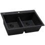 Ruvati epiGranite 33" Drop-In Double Basin Granite Composite Kitchen Sink Midnight Black