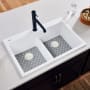 Ruvati epiGranite 33" Drop-In Double Basin Granite Composite Kitchen Sink Arctic White