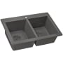 Ruvati epiGranite 33" Undermount Double Basin Granite Composite Kitchen Sink with Sound Dampening Urban Gray