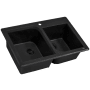 Ruvati epiGranite 33" Undermount Double Basin Granite Composite Kitchen Sink with Sound Dampening Midnight Black