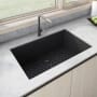 Ruvati epiGranite 30" Undermount Single Basin Granite Composite Kitchen Sink Midnight Black