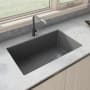 Ruvati epiGranite 31-3/4" Undermount Single Basin Granite Composite Kitchen Sink with Basket Strainer Urban Gray