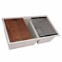 Ruvati epiRock 33" Undermount Double Basin Granite Composite Kitchen Sink with Basket Strainer and Cutting Board Warm White