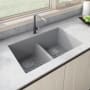 Ruvati epiGranite 33" Undermount Double Basin Granite Composite Kitchen Sink Silver Gray