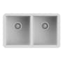 Ruvati epiGranite 31-3/4" Undermount Double Basin Granite Composite Kitchen Sink with Basket Strainer Arctic White