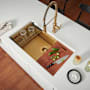 Ruvati Giana 30" Undermount Single Basin Brass, Stainless Steel Kitchen Sink with Basket Strainer and Cutting Board Matte Gold