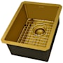 Ruvati Terraza 14" Undermount Single Basin Stainless Steel Bar Sink with Basin Rack and Basket Strainer Matte Gold
