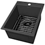 Ruvati Terraza 20" Drop In Single Basin Stainless Steel Bar Sink with Basin Rack and Basket Strainer Gunmetal Black