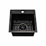 Ruvati Terraza 15" Drop In Single Basin Stainless Steel Bar Sink with Basin Rack and Basket Strainer Gunmetal Black