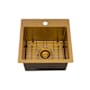 Ruvati Terraza 15" Drop In Single Basin Stainless Steel Bar Sink with Basin Rack and Basket Strainer Matte Gold