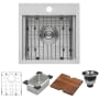 Ruvati Giana 15" Drop In Single Basin Stainless Steel Kitchen Sink with Basin Rack, Basket Strainer, Colander and Cutting Board Stainless Steel