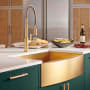 Ruvati Terraza 33" Farmhouse Apron-Front Single Basin Stainless Steel Kitchen Sink Matte Gold