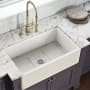 Ruvati Fiamma 33" Farmhouse Single Basin Fireclay Kitchen Sink with Basin Rack and Basket Strainer Biscuit