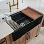 Ruvati Fiore 33" Farmhouse Single Basin Fireclay Kitchen Sink with Basket Strainer and Cutting Board Black