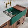 Ruvati Fiore 33" Farmhouse Single Basin Fireclay Kitchen Sink with Basket Strainer and Cutting Board Emerald Green
