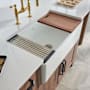 Ruvati Fiore 33" Farmhouse Single Basin Fireclay Kitchen Sink with Basket Strainer and Cutting Board White