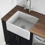 Ruvati Fiamma 23" Farmhouse Single Basin Fireclay Kitchen Sink with Basket Strainer White