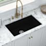 Ruvati Fiamma 26-1/2" Undermount Single Basin Fireclay Kitchen Sink with Basket Strainer Black