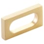 Schaub and Company Cafe Modern 2" Center to Center Rectangular Oval Slot Cabinet Handle / Drawer Pull - Solid Brass Satin Brass