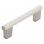 Schaub and Company Aspero 4" Center to Center Luxury Modern Ridged Round Cabinet Bar Handle / Drawer Bar Pull - Made in Spain Brushed Nickel