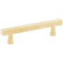 Schaub and Company NOHO 4 Inch Center to Center Solid Brass Modern Square Bar Cabinet Handle / Drawer Bar Pull Unlacquered Brass